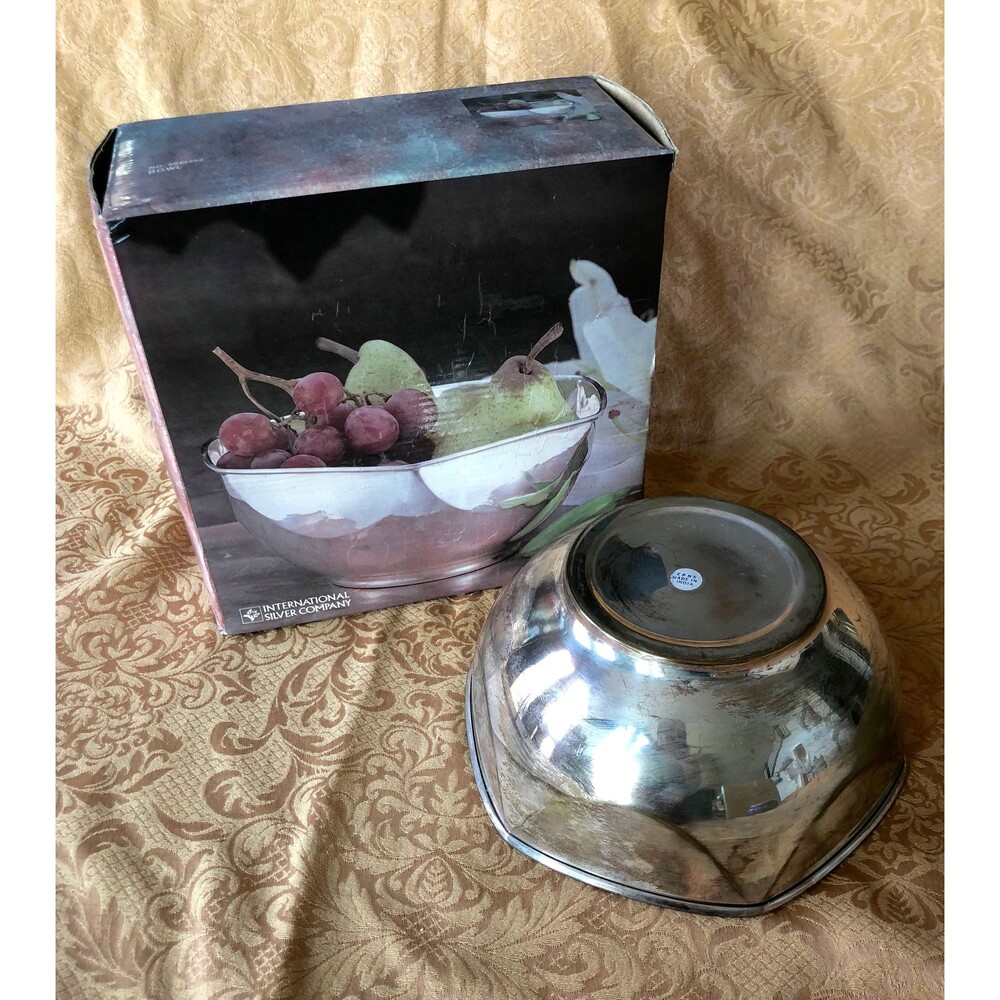Vintage 8in Silver Plate Serving Bowl, International Silver Company Original Box - Picture 4 of 5